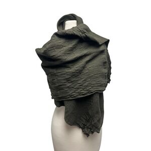 Hannes Roether Textured Wool Scarf Dark Green Olive Mens Womens Unisex Modern